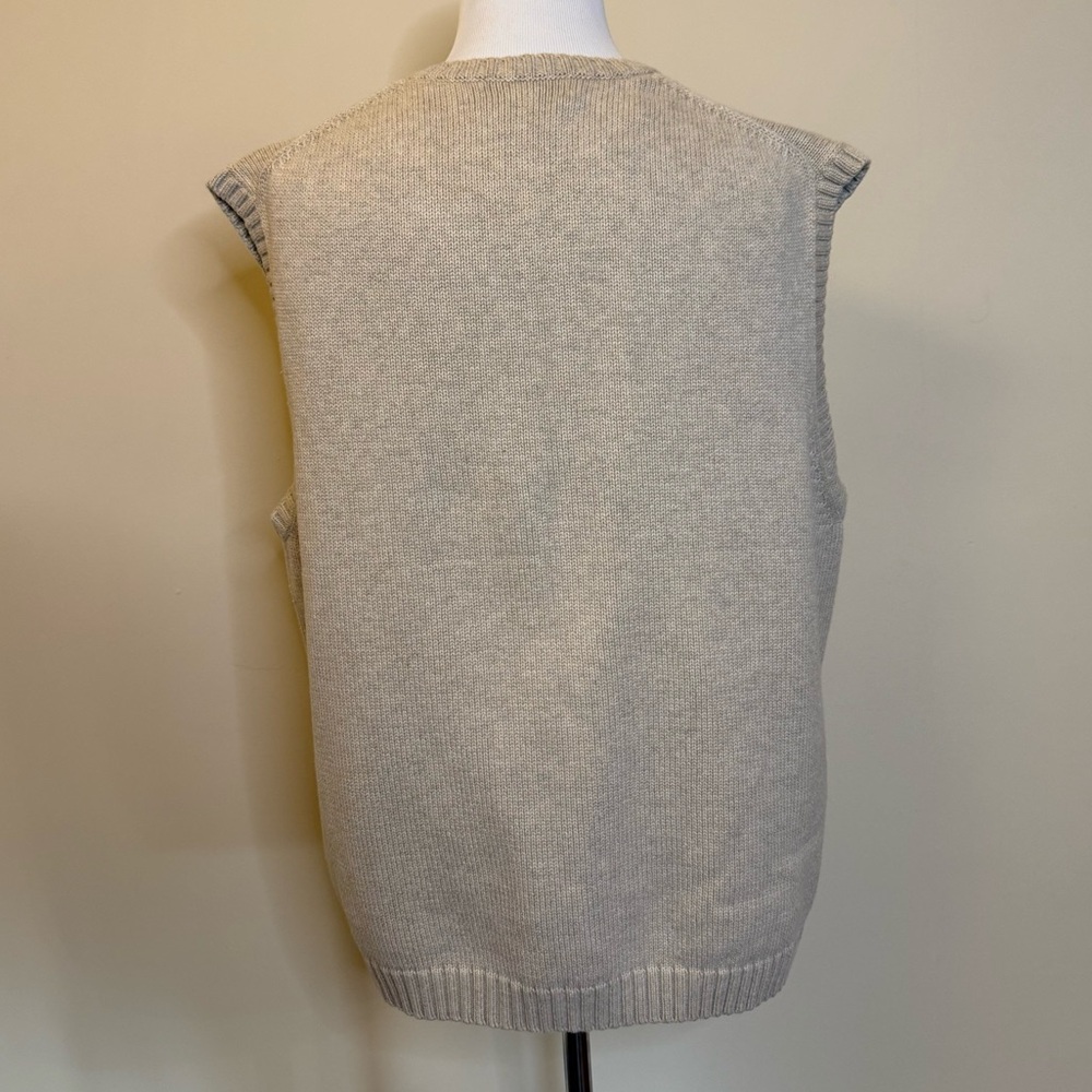 Lands End Knit Sweater Vest XL Beige V Neck Classic Preppy Layering - Picture 3 of 8